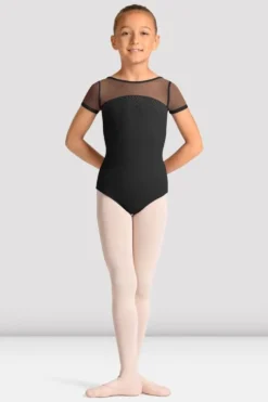 Girls Mirella Celestia Short Sleeve Printed Leotard