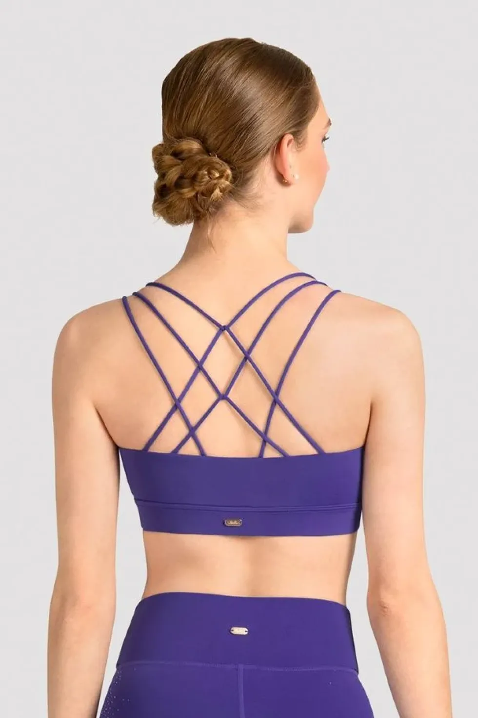 Ladies Mirella Celeste Cross Back Printed Crop Top