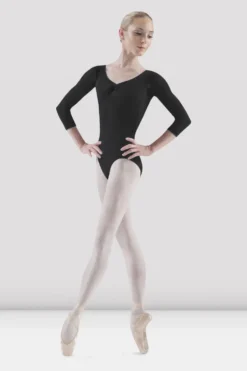 Ladies Pinch Front Three Quarter Sleeve Leotard